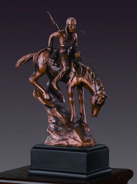 Indian On Horse Native American Statue Warrior Figurine Art